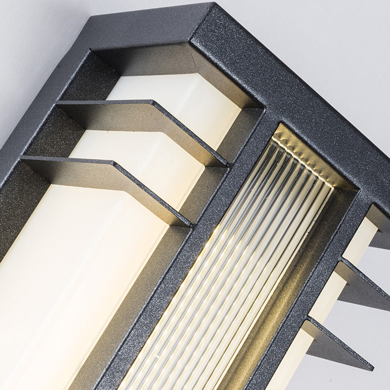 Traditional Chinese Solar Waterproof Stainless Steel Acrylic Rectangular Motion Sensor LED Wall Sconce Lamp For Outdoor Patio Cuvalon