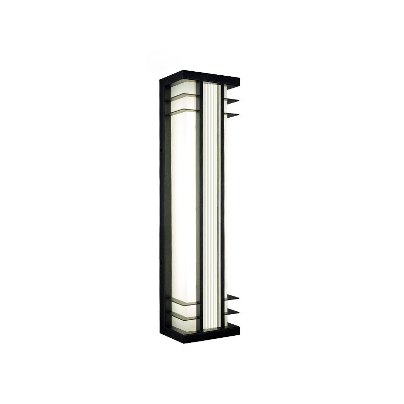 Traditional Chinese Solar Waterproof Stainless Steel Acrylic Rectangular Motion Sensor LED Wall Sconce Lamp For Outdoor Patio Cuvalon