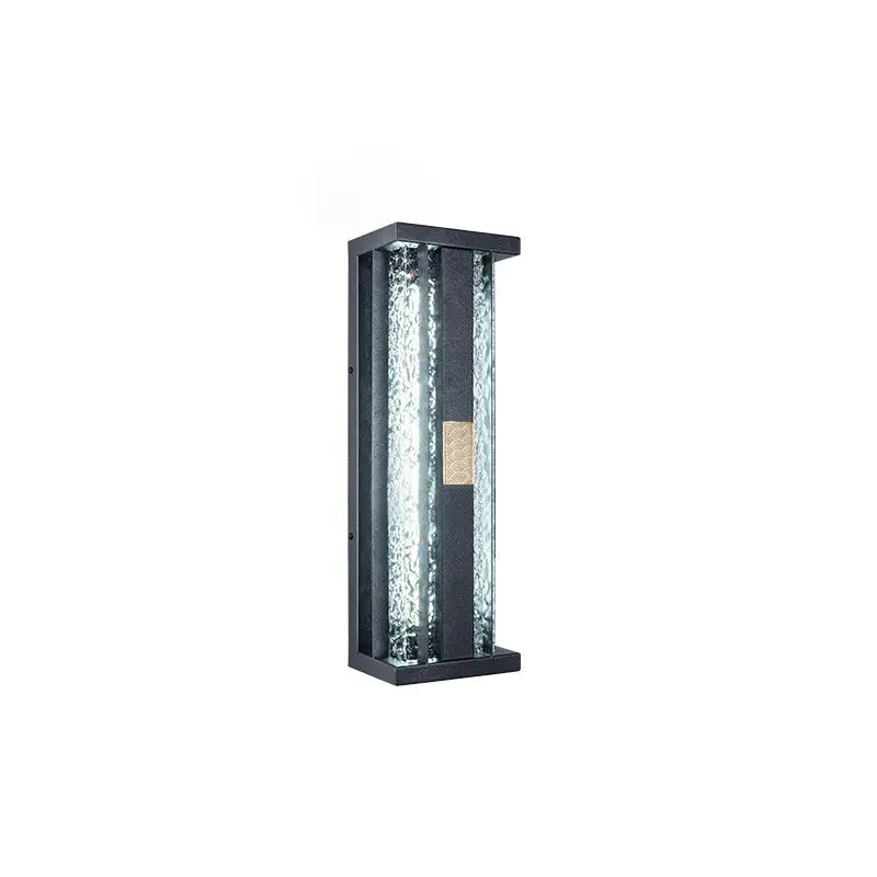 Traditional Luxury Solar Waterproof Stainless Steel Acrylic Copper Rectangular Ripple Motion Sensor LED Wall Sconce Lamp For Outdoor Patio Cuvalon