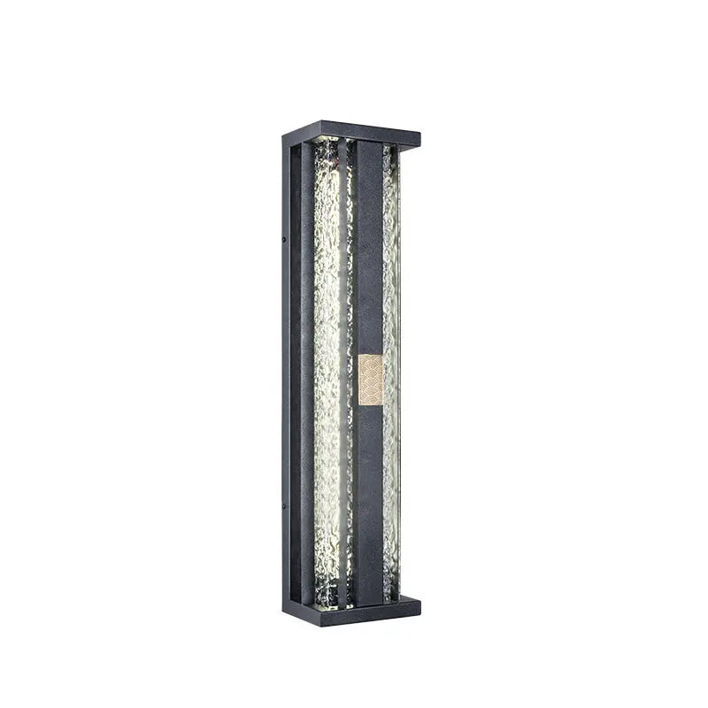 Traditional Luxury Solar Waterproof Stainless Steel Acrylic Copper Rectangular Ripple Motion Sensor LED Wall Sconce Lamp For Outdoor Patio Cuvalon