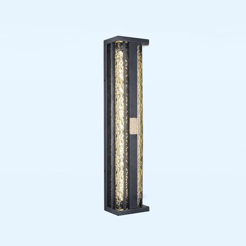Traditional Luxury Solar Waterproof Stainless Steel Acrylic Copper Rectangular Ripple Motion Sensor LED Wall Sconce Lamp For Outdoor Patio Cuvalon