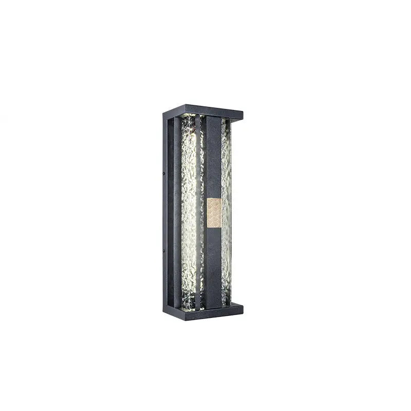 Traditional Luxury Solar Waterproof Stainless Steel Acrylic Copper Rectangular Ripple Motion Sensor LED Wall Sconce Lamp For Outdoor Patio Cuvalon