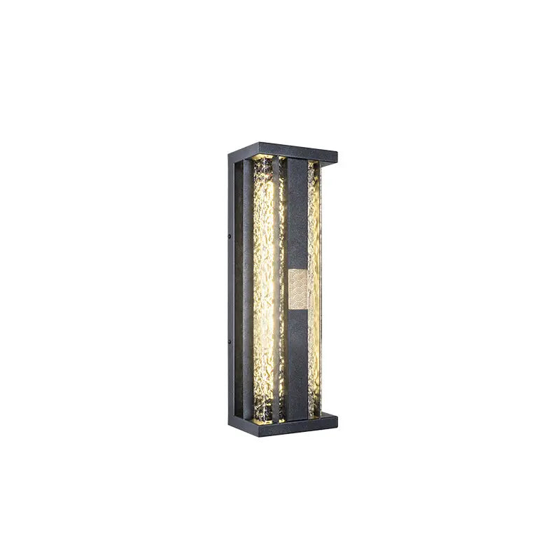 Traditional Luxury Solar Waterproof Stainless Steel Acrylic Copper Rectangular Ripple Motion Sensor LED Wall Sconce Lamp For Outdoor Patio Cuvalon
