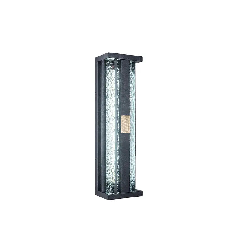Traditional Luxury Solar Waterproof Stainless Steel Acrylic Copper Rectangular Ripple Motion Sensor LED Wall Sconce Lamp For Outdoor Patio Cuvalon