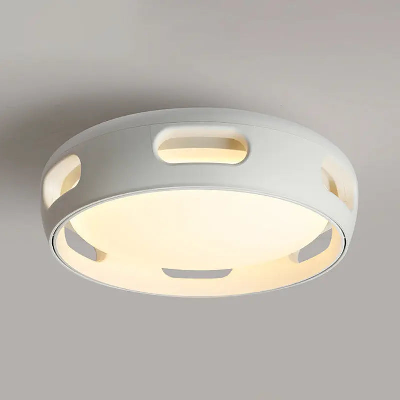 Contemporary Nordic Round Bladeless PC Acrylic LED Semi-Flush Mount Ceiling Fan Light For Bedroom Cuvalon