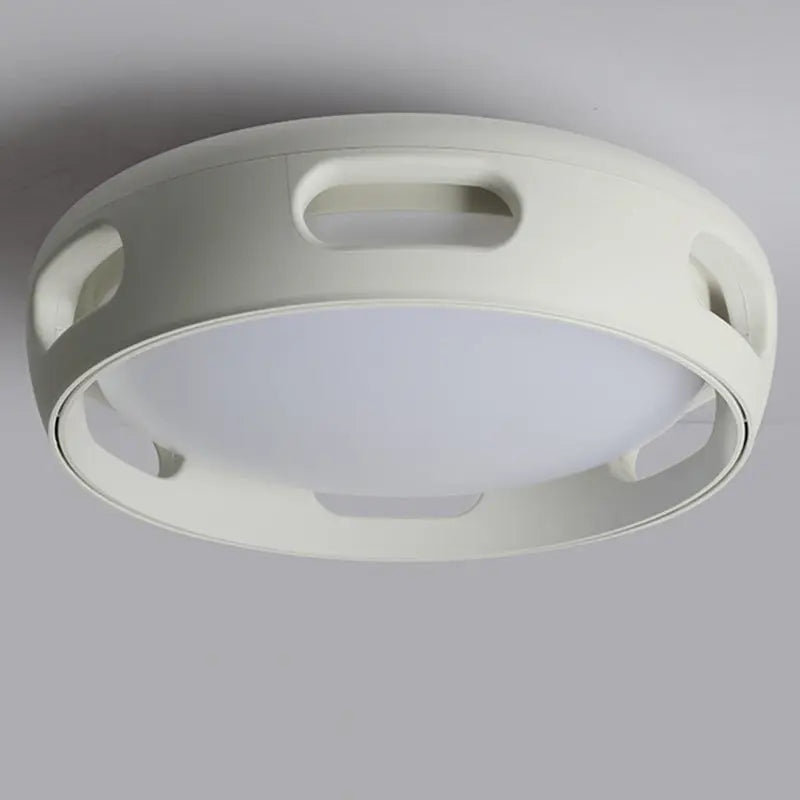 Contemporary Nordic Round Bladeless PC Acrylic LED Semi-Flush Mount Ceiling Fan Light For Bedroom Cuvalon