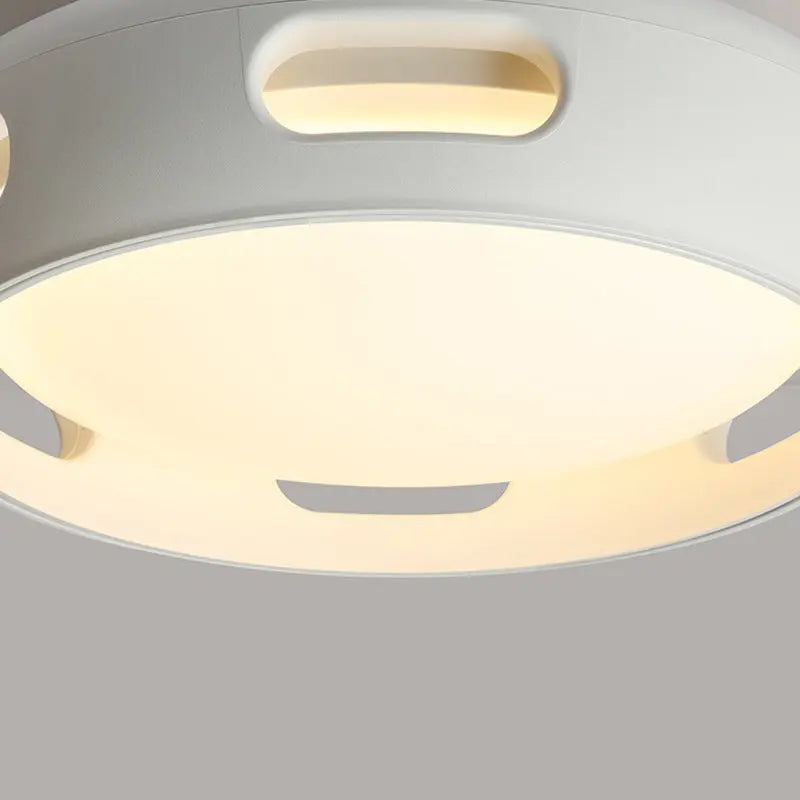 Contemporary Nordic Round Bladeless PC Acrylic LED Semi-Flush Mount Ceiling Fan Light For Bedroom Cuvalon