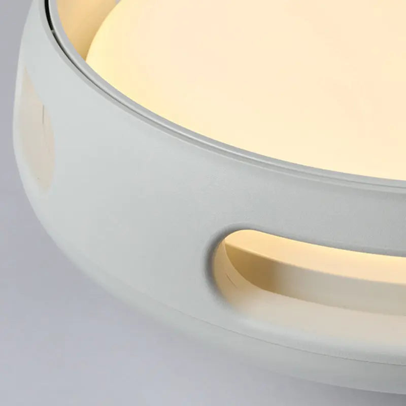 Contemporary Nordic Round Bladeless PC Acrylic LED Semi-Flush Mount Ceiling Fan Light For Bedroom Cuvalon