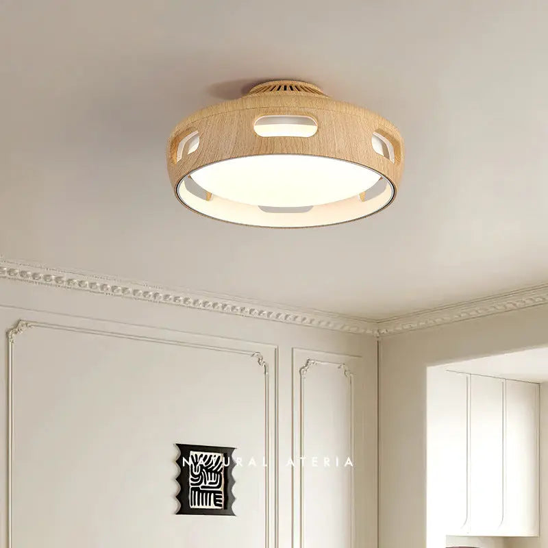 Contemporary Nordic Round Bladeless PC Acrylic LED Semi-Flush Mount Ceiling Fan Light For Bedroom Cuvalon