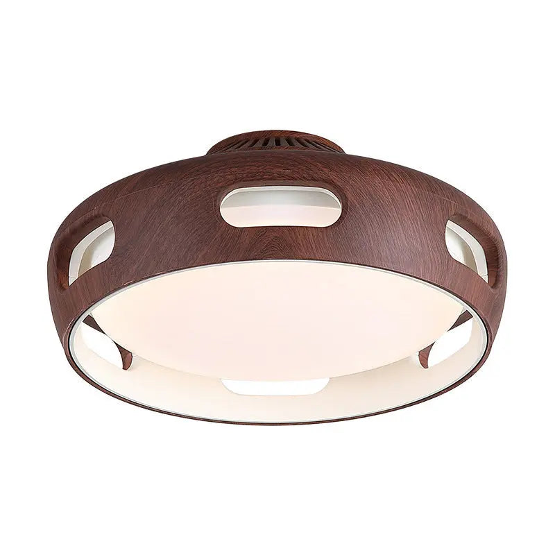 Contemporary Nordic Round Bladeless PC Acrylic LED Semi-Flush Mount Ceiling Fan Light For Bedroom Cuvalon