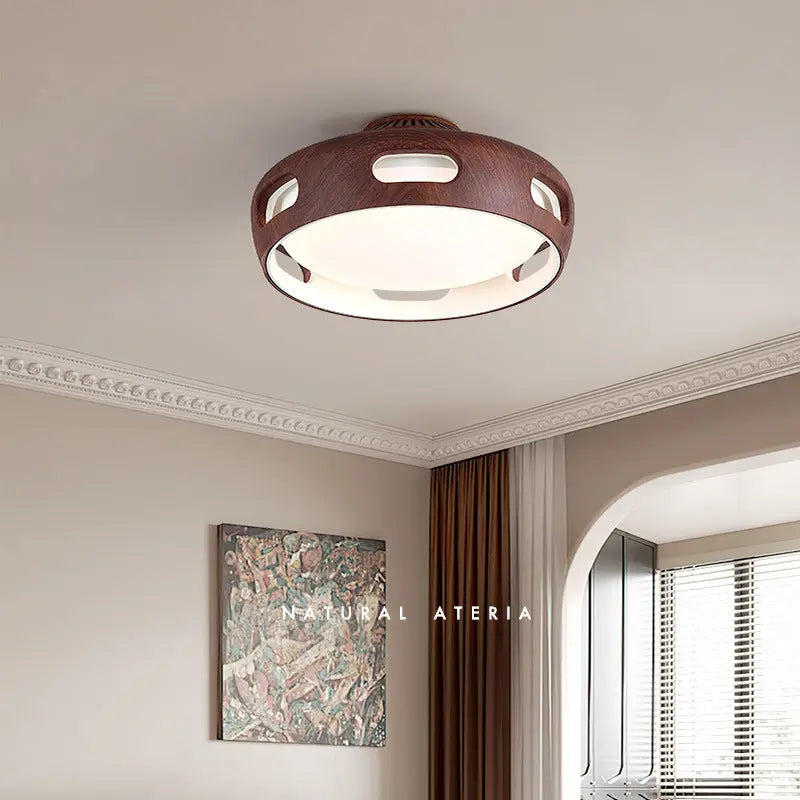 Contemporary Nordic Round Bladeless PC Acrylic LED Semi-Flush Mount Ceiling Fan Light For Bedroom Cuvalon
