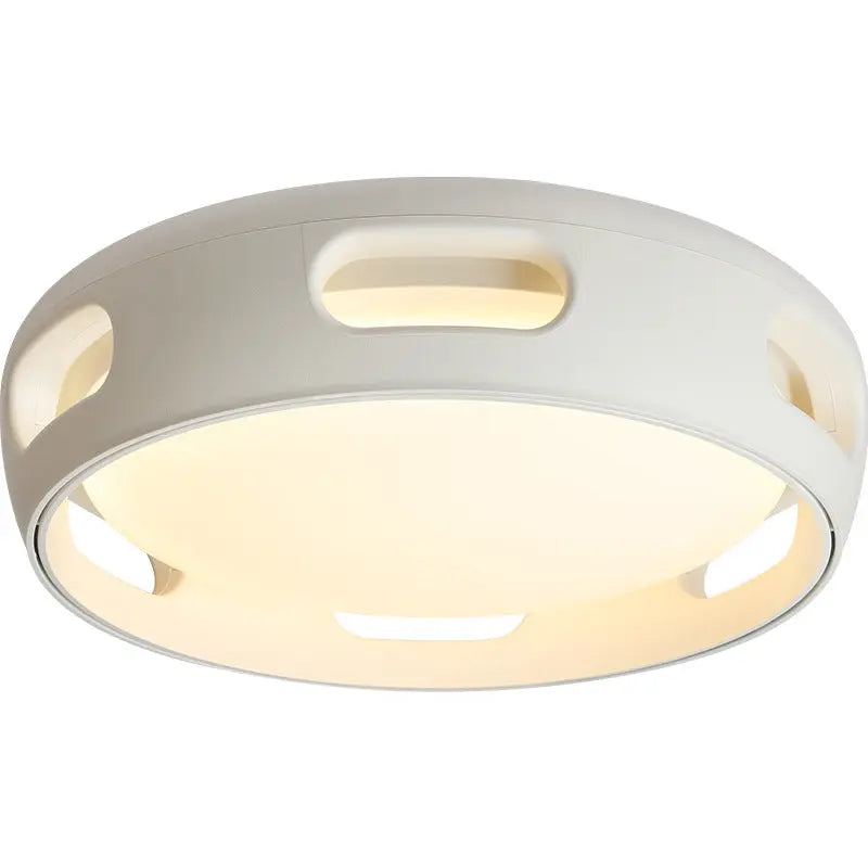Contemporary Nordic Round Bladeless PC Acrylic LED Semi-Flush Mount Ceiling Fan Light For Bedroom Cuvalon