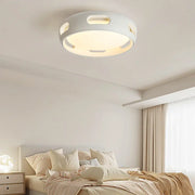 Contemporary Nordic Round Bladeless PC Acrylic LED Semi-Flush Mount Ceiling Fan Light For Bedroom Cuvalon
