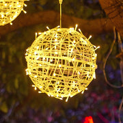 Modern Art Deco Solar Waterproof Weaving Ball Hanging PVC Plastic LED Outdoor Light Landscape Lighting For Garden Cuvalon