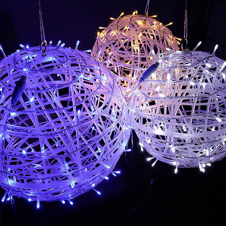 Modern Art Deco Solar Waterproof Weaving Ball Hanging PVC Plastic LED Outdoor Light Landscape Lighting For Garden Cuvalon