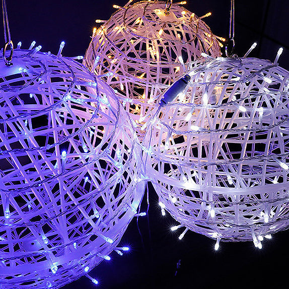 Modern Art Deco Solar Waterproof Weaving Ball Hanging PVC Plastic LED Outdoor Light Landscape Lighting For Garden Cuvalon