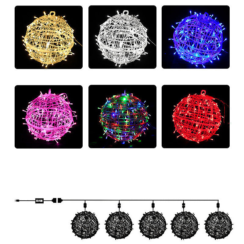 Modern Art Deco Solar Waterproof Weaving Ball Hanging PVC Plastic LED Outdoor Light Landscape Lighting For Garden Cuvalon