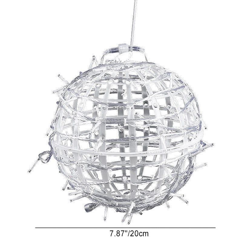 Modern Art Deco Solar Waterproof Weaving Ball Hanging PVC Plastic LED Outdoor Light Landscape Lighting For Garden Cuvalon
