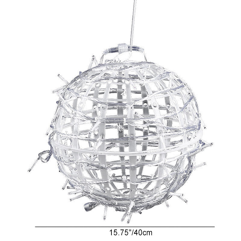 Modern Art Deco Solar Waterproof Weaving Ball Hanging PVC Plastic LED Outdoor Light Landscape Lighting For Garden Cuvalon