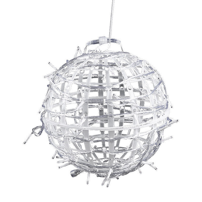 Modern Art Deco Solar Waterproof Weaving Ball Hanging PVC Plastic LED Outdoor Light Landscape Lighting For Garden Cuvalon