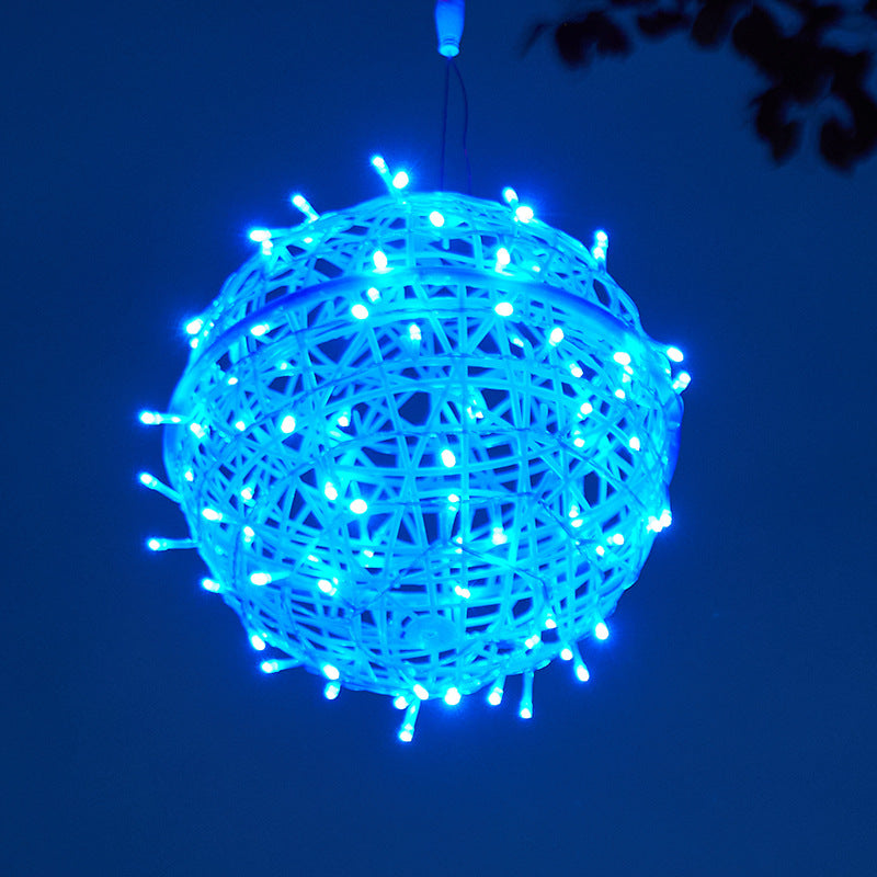 Modern Art Deco Solar Waterproof Weaving Ball Hanging PVC Plastic LED Outdoor Light Landscape Lighting For Garden Cuvalon