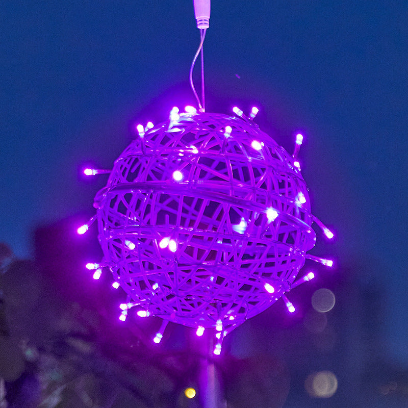 Modern Art Deco Solar Waterproof Weaving Ball Hanging PVC Plastic LED Outdoor Light Landscape Lighting For Garden Cuvalon