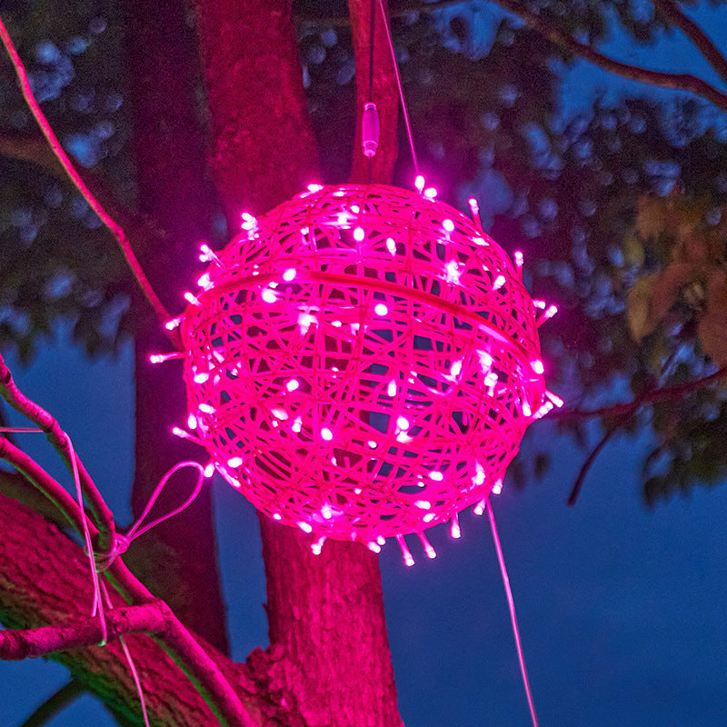 Modern Art Deco Solar Waterproof Weaving Ball Hanging PVC Plastic LED Outdoor Light Landscape Lighting For Garden Cuvalon