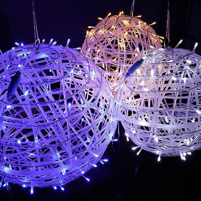 Modern Art Deco Solar Waterproof Weaving Ball Hanging PVC Plastic LED Outdoor Light Landscape Lighting For Garden Cuvalon