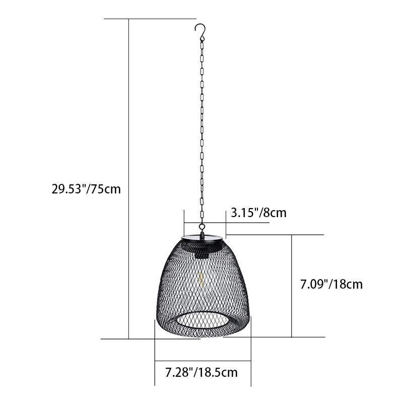 Traditional Farmhouse Solar Waterproof Weaving Iron Rattan Cage LED Outdoor Pendant Light For Outdoor Patio Cuvalon