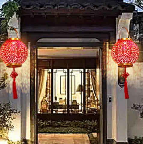 Traditional Chinese Solar Waterproof Iron Hollowed Lantern LED Outdoor Light Landscape Lighting For Garden Cuvalon