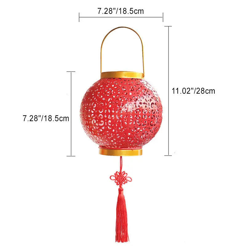 Traditional Chinese Solar Waterproof Iron Hollowed Lantern LED Outdoor Light Landscape Lighting For Garden Cuvalon