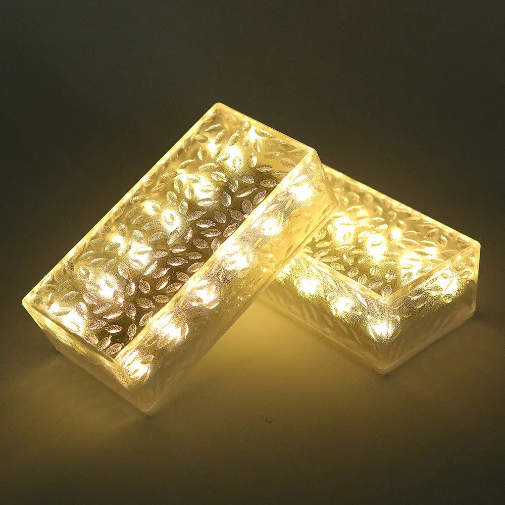 Modern Simplicity Solar Waterproof Acrylic Rectangular Ice Brick LED Outdoor Light Landscape Lighting For Garden Cuvalon