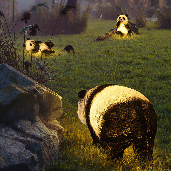 Modern Art Deco Solar Waterproof Resin Fiberglass Imitation Panda Bamboo Shoot LED Outdoor Light Landscape Lighting For Garden Cuvalon