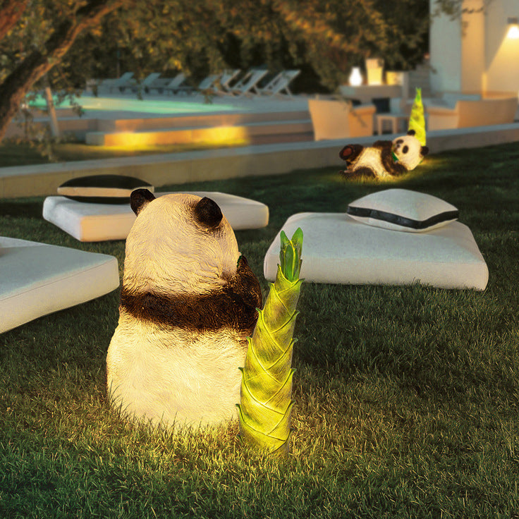 Modern Art Deco Solar Waterproof Resin Fiberglass Imitation Panda Bamboo Shoot LED Outdoor Light Landscape Lighting For Garden Cuvalon