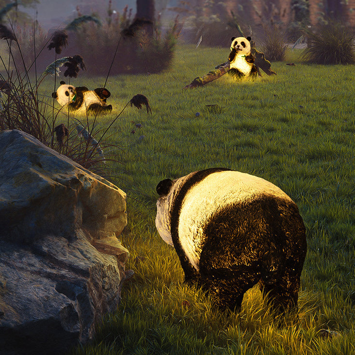 Modern Art Deco Solar Waterproof Resin Fiberglass Imitation Panda Bamboo Shoot LED Outdoor Light Landscape Lighting For Garden Cuvalon