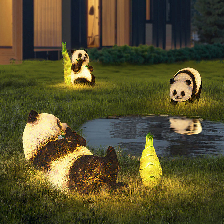 Modern Art Deco Solar Waterproof Resin Fiberglass Imitation Panda Bamboo Shoot LED Outdoor Light Landscape Lighting For Garden Cuvalon