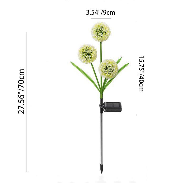 Modern Art Deco Solar Waterproof Stainless Steel ABS Copper Wire Dandelion Plant Ball Ground Plug LED Outdoor Light Landscape Lighting For Garden Cuvalon