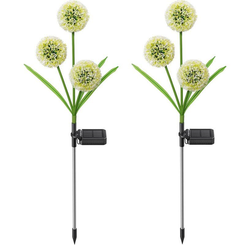Modern Art Deco Solar Waterproof Stainless Steel ABS Copper Wire Dandelion Plant Ball Ground Plug LED Outdoor Light Landscape Lighting For Garden Cuvalon