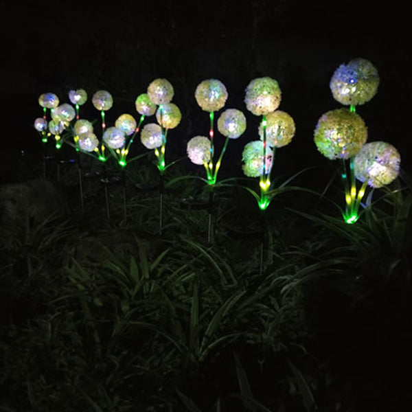 Modern Art Deco Solar Waterproof Stainless Steel ABS Copper Wire Dandelion Plant Ball Ground Plug LED Outdoor Light Landscape Lighting For Garden Cuvalon