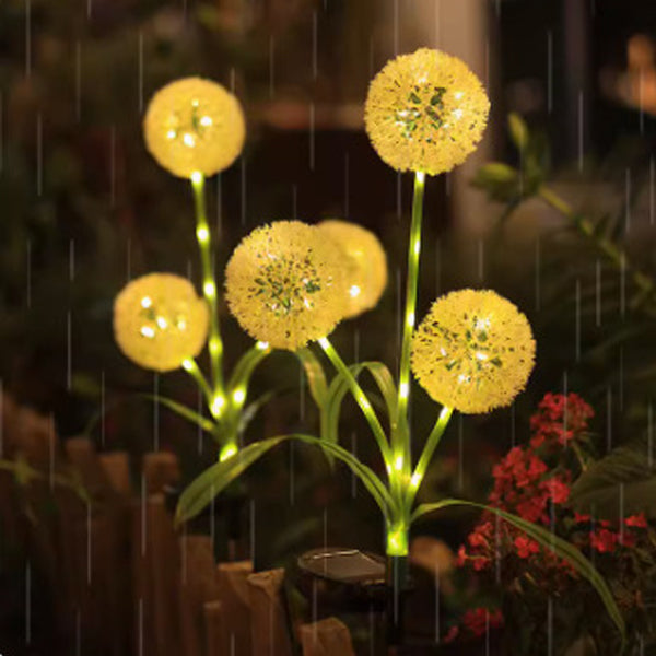 Modern Art Deco Solar Waterproof Stainless Steel ABS Copper Wire Dandelion Plant Ball Ground Plug LED Outdoor Light Landscape Lighting For Garden Cuvalon