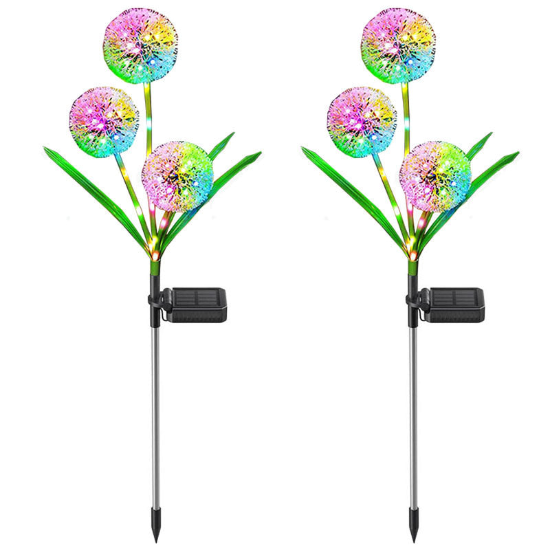 Modern Art Deco Solar Waterproof Stainless Steel ABS Copper Wire Dandelion Plant Ball Ground Plug LED Outdoor Light Landscape Lighting For Garden Cuvalon