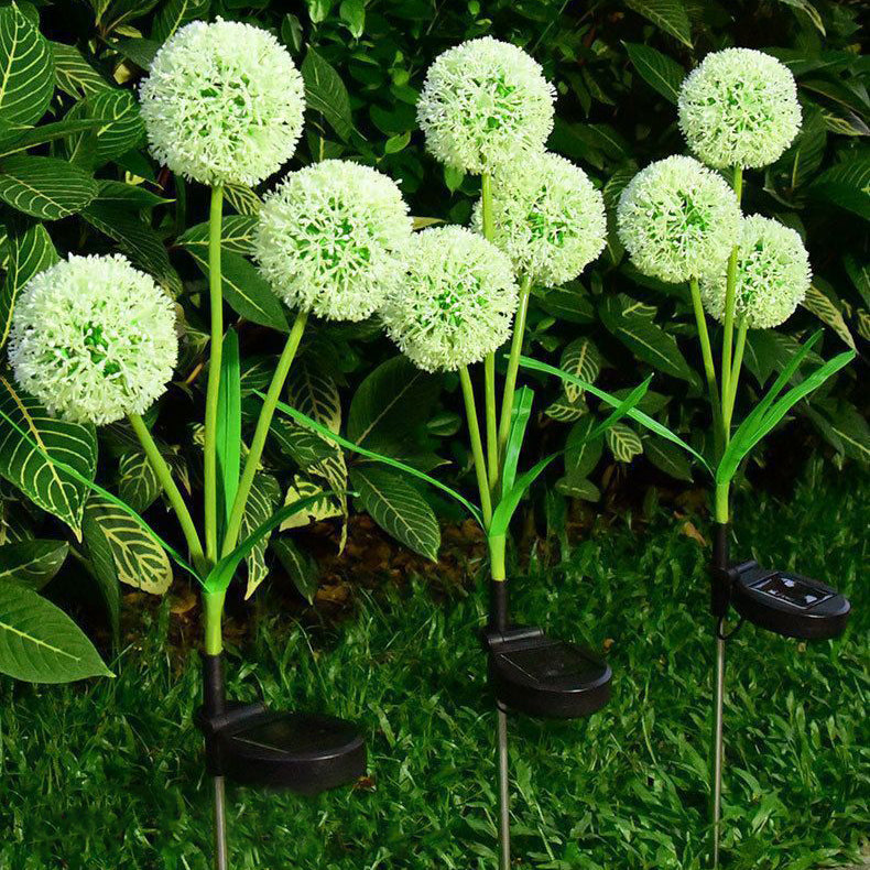 Modern Art Deco Solar Waterproof Stainless Steel ABS Copper Wire Dandelion Plant Ball Ground Plug LED Outdoor Light Landscape Lighting For Garden Cuvalon