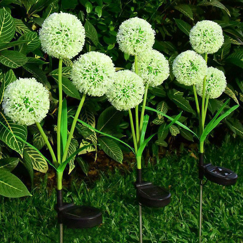 Modern Art Deco Solar Waterproof Stainless Steel ABS Copper Wire Dandelion Plant Ball Ground Plug LED Outdoor Light Landscape Lighting For Garden Cuvalon