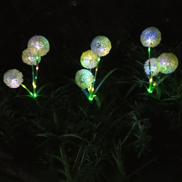 Modern Art Deco Solar Waterproof Stainless Steel ABS Copper Wire Dandelion Plant Ball Ground Plug LED Outdoor Light Landscape Lighting For Garden Cuvalon