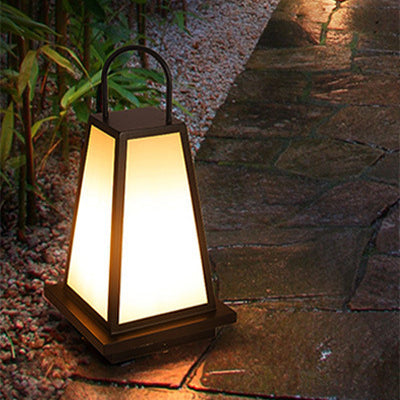 Traditional Japanese Solar Waterproof Stainless Steel Acrylic Trapezoidal Honeycombed Lantern LED Outdoor Light Landscape Lighting For Garden Cuvalon
