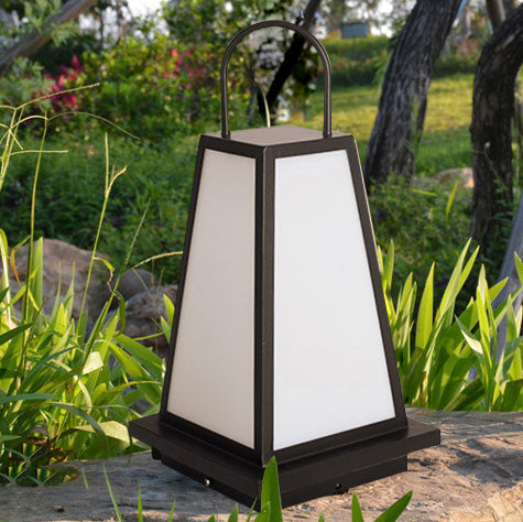 Traditional Japanese Solar Waterproof Stainless Steel Acrylic Trapezoidal Honeycombed Lantern LED Outdoor Light Landscape Lighting For Garden Cuvalon