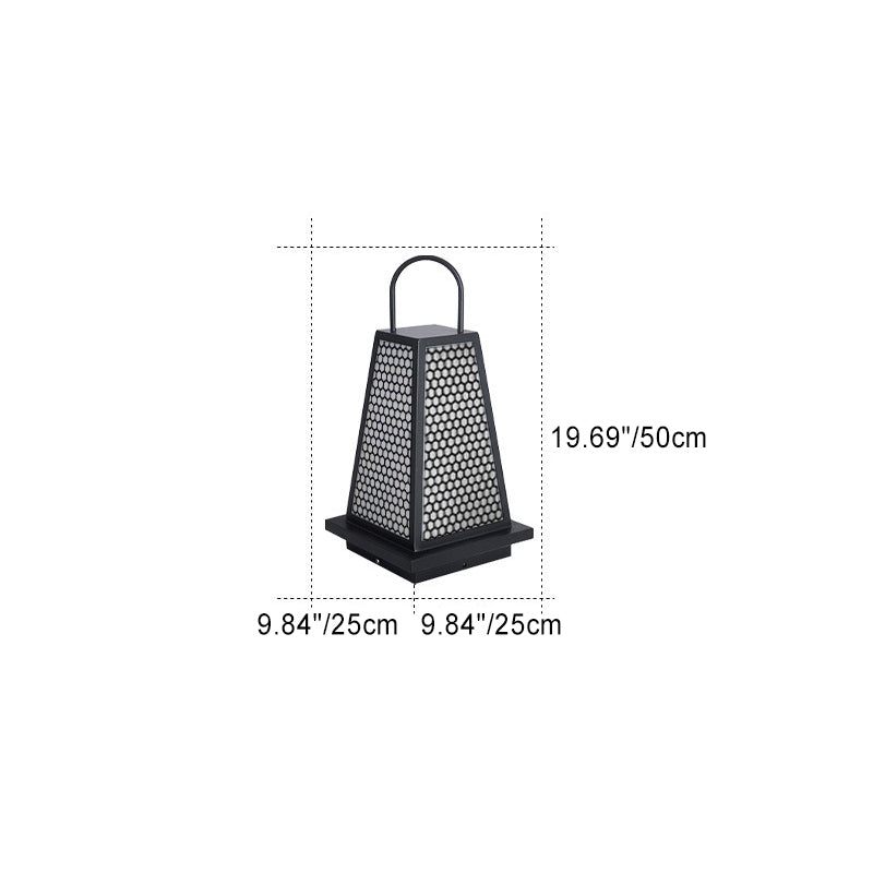 Traditional Japanese Solar Waterproof Stainless Steel Acrylic Trapezoidal Honeycombed Lantern LED Outdoor Light Landscape Lighting For Garden Cuvalon