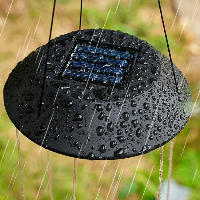 Contemporary Boho Solar Waterproof ABS Metal Moon Sun Star Decoration Wind Chime Hanging LED Outdoor Light Landscape Lighting For Outdoor Patio Cuvalon