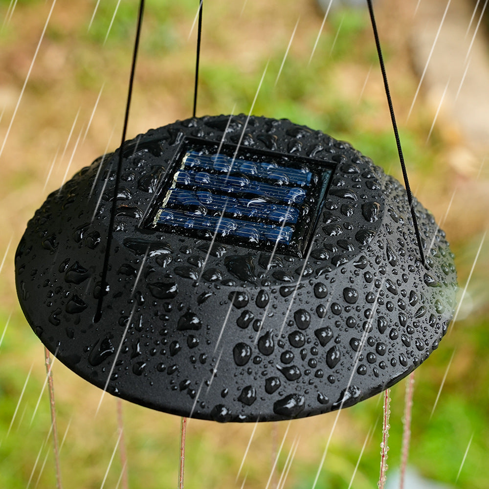 Contemporary Boho Solar Waterproof ABS Metal Moon Sun Star Decoration Wind Chime Hanging LED Outdoor Light Landscape Lighting For Outdoor Patio Cuvalon