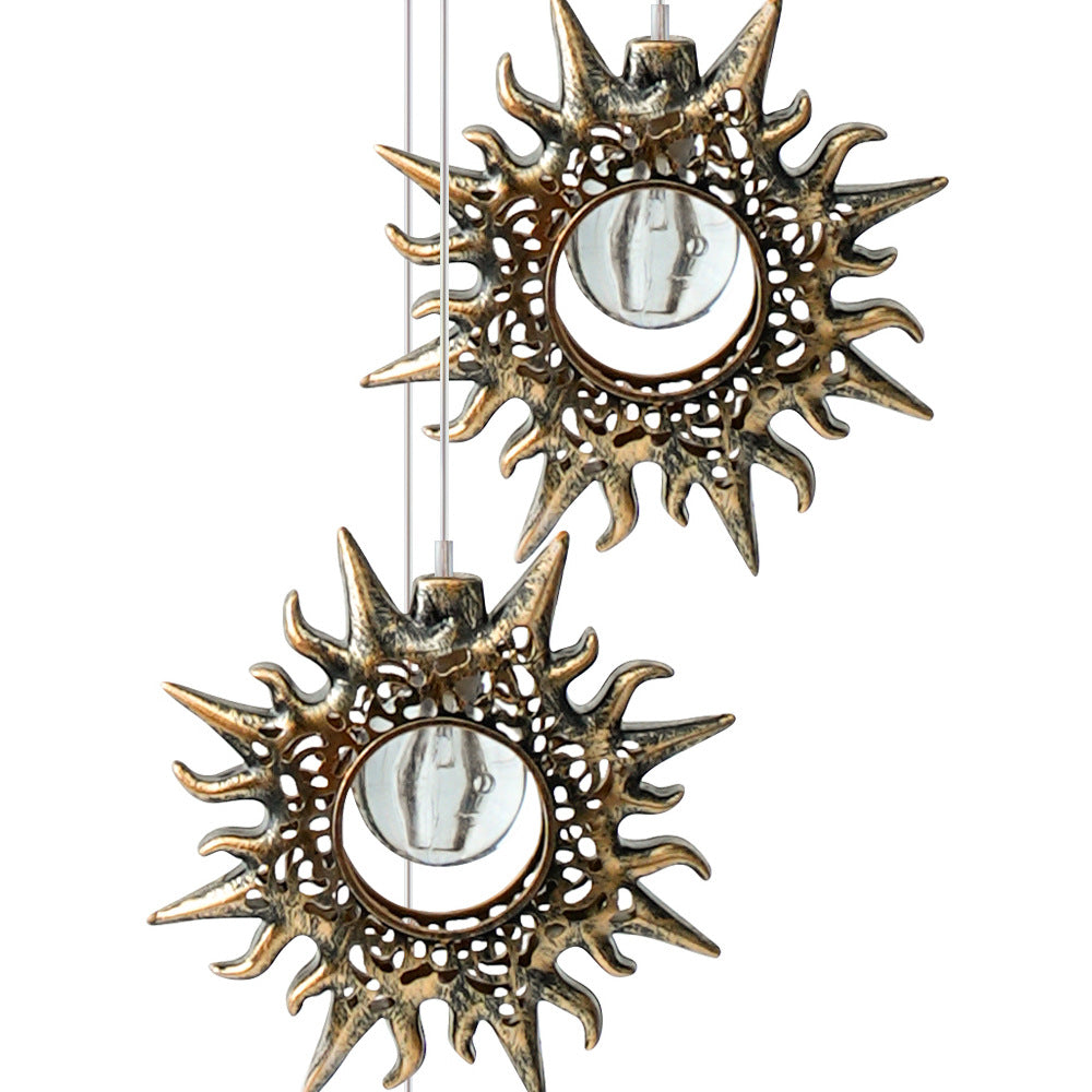 Contemporary Boho Solar Waterproof ABS Metal Moon Sun Star Decoration Wind Chime Hanging LED Outdoor Light Landscape Lighting For Outdoor Patio Cuvalon